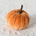 Piccola zucca di velluto arancione per decorazioni di Halloween e del Ringraziamento - 5cm / Kaki