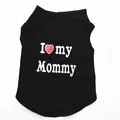 Classic black dog vest featuring 'I Love My Mommy' heart graphic print for puppies - XS / Mama Heart Style / Black