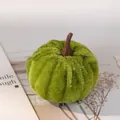 Piccola zucca decorativa in velluto verde con gambo marrone per Halloween e Ringraziamento - 5cm / Verde