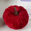 Zucca decorativa in velluto rosso con gambo marrone per accessori d'arredo autunno - 5cm / rosso Natale
