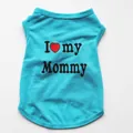 Classic light blue polyester pet dog vest featuring I Love My Mommy heart graphic - XS / Mama Heart Style / Sky Blue