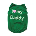Classic green polyester pet dog vest t-shirt featuring I love Daddy heart print design - XS / Daddy Style / Green