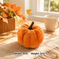 Decorazione zucca in velluto arancione per autunno e Halloween, larghezza 8cm, altezza 5cm - 8.5cm / Kaki