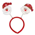 Festlicher Weihnachts-Haarreif mit wackeligen Plüsch-Weihnachtsmännern in kräftigem Rot - Goldfaden-Weihnachtsmann-Stil