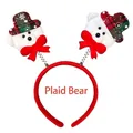 Feestelijke kerst hoofdband met pluche witte beren, geruite hoeden en rode strikken - Geruit Beer Hoofd