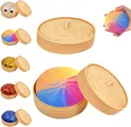 Λεπτομερής προβολή πολύχρωμων παιχνιδιών squishy με μικροσκοπικά καλάθια ατμού - Πολύχρωμο Γκλίτερ
