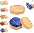 Giocattoli squishy a forma di ravioli colorati con faccine dolci e contenitori vapore - Blu Trasparente Glitterato