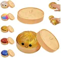 Glittery dumpling squishies set with mini steamer container for stress relief toy - Glitter Gold