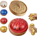 Detailed view of colorful glitter dumpling squishies and a mini steamer storage box - Glitter Dumpling Squishy / With Steamer Box / Red