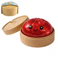 Jouet squishy baozi rouge à paillettes dans un panier vapeur en plastique pour déstressant - Paillettes Rouges