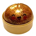 Mignon jouet squishy en forme de brioche dorée à paillettes avec un visage joyeux - Bronze