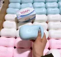 Light blue soap-shaped squishy toy for stress relief with slow rebound PU material - Soap Shape (OPP Bag) / Blue