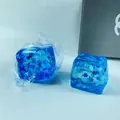 Jouet anti-stress en forme de glaçon bleu translucide avec motifs flocons de neige - 5cm Size / Flocon de Neige Bleu