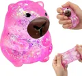 Rosa glitzerndes Capybara-Quetschspielzeug zum Stressabbau im transluzenten Look - Wasserschwein-Stil / Rosa