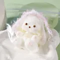 Adorable white animal squishy stress relief toy with pink lace in clear plastic bag - Lolita Lop-eared Rabbit (Pink)