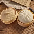 Simulation steamed bun squishy toy with realistic mini steamer basket for stress relief - 10cm Single Pack / Large Size Bun (With Steamer)