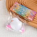 Cute white fuzzy chick squishy toy for stress relief, soft TPR sensory toy in package - Little Chick (White)