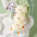 Cute cream sheep TPR squishy toy with colorful beads for stress relief and fun - Triple Sheep (Yellow)