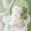 Cute white triple stacked lamb TPR squeeze toy with colorful beads for stress relief relief - Triple Sheep (White)