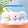 Adorable soft flocked puppy squishy toy for stress relief in a cute pastel pink color - Little Puppy (Pink)