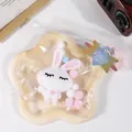 Adorable white plush rabbit squishy stress relief toy inside transparent bag with star tag - Long-eared Rabbit (White)