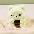 Cute yellow cat squishy toy holding a coffee cup, soft flocked TPR stress relief toy - Peace Sign Cat Squishy (Yellow)