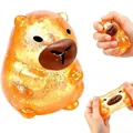 Glitzerndes Capybara-Malzzucker-Quetschspielzeug mit langsamem Rückprall Effekt - Wasserschwein-Stil / Orange