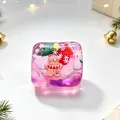 Pink translucent Christmas squishy cube toy with gingerbread man and festive tree decor - OPP Bag / Christmas Purple