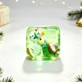 Transparent green Christmas snowman maltose square squishy toy for stress relief - OPP Bag / Christmas Green