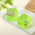 Groene kubus stressbal met zeeschelpen en glittersterren voor ontspanning - Zakverpakking / Groen