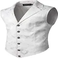 Vintage Gothic men's white jacquard vest for medieval Halloween costume - S / Tops / White