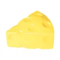 Detailed macro view of a realistic yellow cheese slice squishy toy for stress relief - Triangle Cheese / Yellow