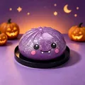 Lindo juguete antiestrés de pan de fantasma morado con purpurina para el Halloween. - Bollo con Cara de Vampiro / Con Vaporera / Púrpura