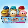 Set de seis coloridos juguetes squishy de panecillos brillantes con expresiones muy adorables - Pack de 12 Caja Ciega (Sellada) / Color de Gelatina con Purpurina