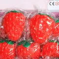 Giant strawberry squishy toy stress reliever in individual clear plastic wrap SKU - 6.5cm Strawberry Style (Bagged) / 6.5cm / Red