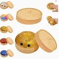 Juguete antiestrés blando con forma de panecillo al vapor con purpurina y emoji - Estilo de Gelatina Dorada con Purpurina