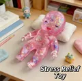 Pink crystal baby squeeze toy with colorful glitter for stress relief and sensory play - 14cm / Pink