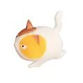 Detailed side view of a round angry cat squishy toy designed for stress relief - L / White