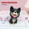 Stressabbauendes Shiba Inu Hundespielzeug zum Drücken für den Schreibtisch, 10 cm groß - Schwarzer Shiba Inu