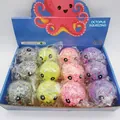 Colorful light-up octopus squeezing toy set of 12 pieces in a display box for stress relief - Mixed Color Octopus Style / 12 Per Box
