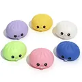 Dettaglio di sei giocattoli a forma di baozi colorati con simpatici volti buffi - 5.50cm / Verde