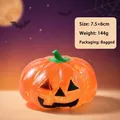 Detailed macro view of glittery Halloween pumpkin squishy toy with size and weight specs - Pumpkin Pattern / Orange