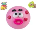 Jouets de décompression squishy à rebond lent avec des expressions amusantes en rose et vert - Chien Drôle Changement de Visage (奇趣狗变脸捏捏乐) / 11.5cm / Rose