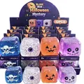 Halloween themed square squishy toy blind box set with glitter and internal LED lights. - Skull Style