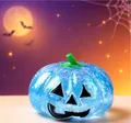 Vibrant blue glitter Halloween pumpkin head squishy toy for slow rebound stress relief - Blue Pumpkin Burlap Bag