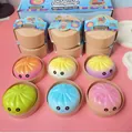 Giocattoli squishy colorati Mystery Dumpling in graziosi cestini a vapore - Set da 12 / Stile Smiley Arcobaleno