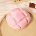 Close-up detail view of a pink melon bread slow rebound squishy stress reliever toy - Extra Large Pineapple Bun-Strawberry Pie
