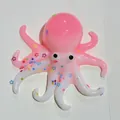 Jouet squishy pieuvre rose mignon avec paillettes étoiles colorées, jouet anti-stress - Motif Poulpe / Rose Blanc