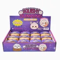 Scatola espositiva con 12 squishy antistress a forma di raviolo, tema galassia viola - Stile Senza Espressione Con Perle / Set di 12 (5.5cm)