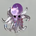 Jouet pieuvre spongieux violet translucide avec étoiles et perles décoratives - Motif Poulpe / Améthyste
